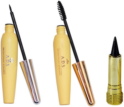 

ADS Waterproof Eyeliner / Mascara with Black Kajal(Set of 3)