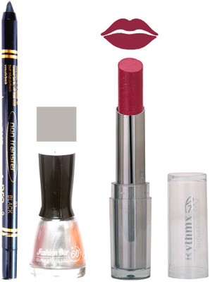 

Rythmx Lipstick , Nail Polish And Stay On Black Kajal Makeup Combo 995(Set of 3)