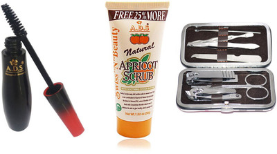 

ADS 1595 waterproof mascara / scrub (50gm) / Manicure and Pedicure kit(Set of 3)