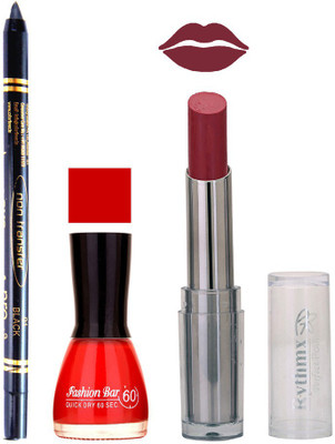 

Rythmx Lipstick , Nail Polish And Stay On Black Kajal Makeup Combo 1027(Set of 3)