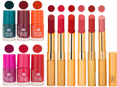 

Aroma Care Famous Combo of Nail Polish with Rythm Long Lasting Lipstick Sets 183201708(Set of 12)