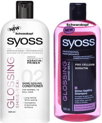 Schwarzkopf Syoss Glossing shine seal keratin shampoo and Conditioer(Set of 2)