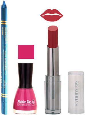 

Rythmx Lipstick , Nail Polish And Turquoise Blue Kajal Makeup Combo 1124(Set of 3)