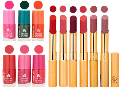 

Aroma Care Perfect Combo of Nail Polish and Rythm Lipstick Popular Shades in Wholesale Rate 2332017066(Set of 12)