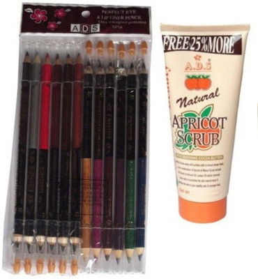 

ADS Perfect Eye And Lip Liner Pencil 12 Pieces / Scrub 100 gm(Set of 2)