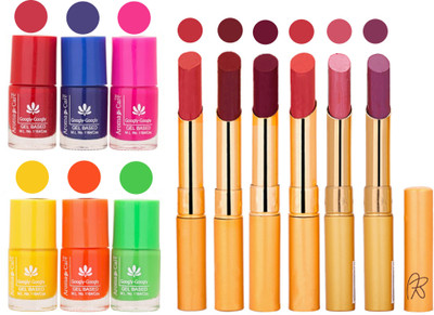 

Aroma Care Makeup Women Nail Polish and Exclusive Long Lasting Lipstick Set 92(Set of 12)