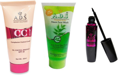 

ADS CC Cream (SPF-20) / Neem Face Wash / Waterproof Eyeliner(Set of 3)