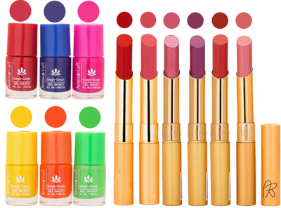 

Aroma Care Makeup Women Nail Polish and Exclusive Long Lasting Lipstick Set 79(Set of 12)