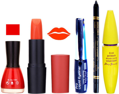 

Rythmx Lipstick, Nail Polish, Eyeliner,Black Kajal Makeup Combo Kit 1331(Set of 5)