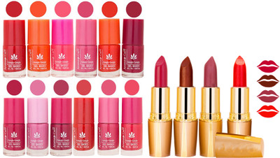 

Aroma Care Gel Nail Polish Set Quick Dry, Long Lasting and Creamy Matte Lipstick Combo 1235(Set of 16)