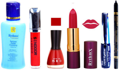 

Rythmx Lipstick ,Remover, Sindoor, Nail Polish,EyeLiner,Black Kajal, Makeup kit Combo 12077(Set of 6)