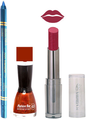 

Rythmx Lipstick , Nail Polish And Turquoise Blue Kajal Makeup Combo 1142(Set of 3)
