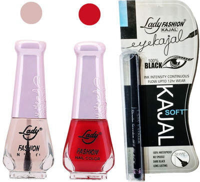 

Lady Fashion Nail Polish And Kajal Combo(Set of 3)