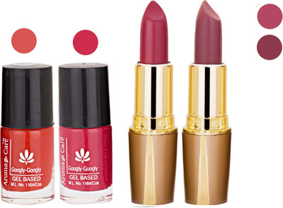 Aroma Care Orange Nail Polish + Purple Lipstick Combo 29072016102(Set of 4)
