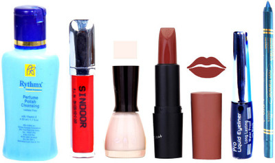 

Rythmx OTG Lipstick, Sindoor, Nail Polish,EyeLiner, Remover,Turqoise Blue Kajal, Makeup kit Combo 10002(Set of 6)