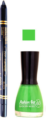 Flipkart - Fashion Bar 27 07 2016 5 Parrot green Nail Polish With Pro Non Transfer Kajal(Set of 2)