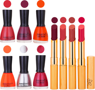 

Aroma Care Candi Bottle Nail Polish Combo with Rytm Popular Lipstick Combo Set-40(Set of 10)