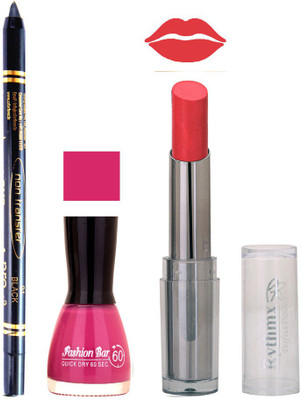

Rythmx Lipstick , Nail Polish And Stay On Black Kajal Makeup Combo 1020(Set of 3)
