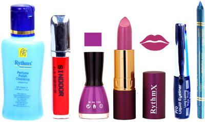 

Rythmx Lipstick ,Remover, Sindoor, Nail Polish,EyeLiner,Turqoise Blue Kajal, Makeup kit Combo 12054(Set of 6)