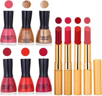 

Aroma Care Candi Bottle Nail Polish Combo with Rytm Popular Lipstick Combo Set-21(Set of 10)