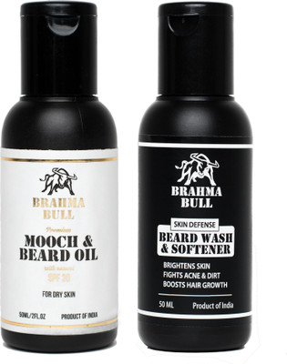 

Brahma Bull Mooch & Beard Oil for Dry Skin and Beard Wash & Softener(100Ml)(Set of 2)
