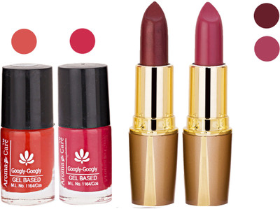 

Aroma Care Orange Nail Polish + Brown Lipstick Combo 2907201612(Set of 4)
