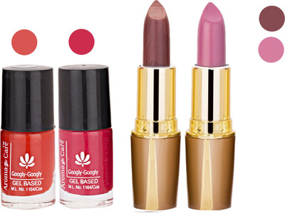 

Aroma Care Orange Nail Polish + Brown Lipstick Combo 2907201638(Set of 4)