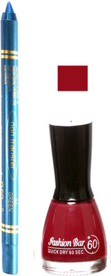 

Fashion Bar Redish Mauve Nail Polish With Pro Non Transfer Turquoise Blue Kajal 101(Set of 2)