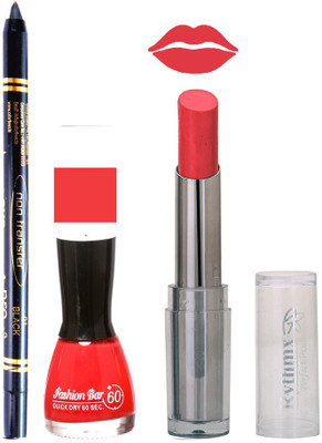 

Rythmx Lipstick , Nail Polish And Stay On Black Kajal Makeup Combo 1017(Set of 3)