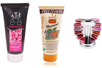ADS BB Cream / Scrub (50gm) / Lipgloss Palette(Set of 3)