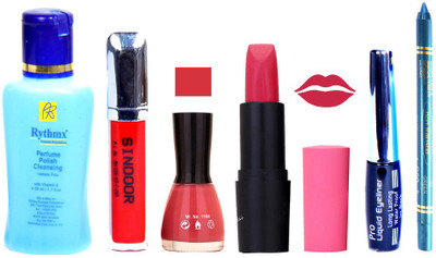 

Rythmx Remover, OTG Lipstick, Sindoor, Nail Polish,EyeLiner, Remover,Turqoise Blue Kajal, Makeup kit Combo 10046(Set of 6)