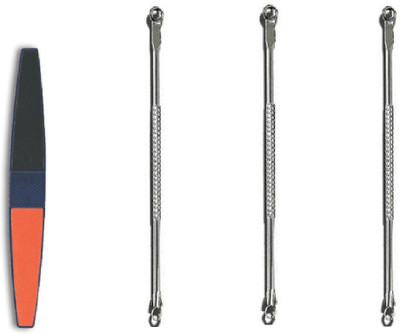

VEGA Set Of 1 Nail Buffer & 3 Stainless Steel Blackhead Remover for Daily Care Multicolor(Set of 4)