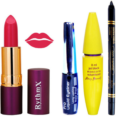 

Rythmx Lipstick ,Black Eyeliner,Kajal, Jet Mascara Makeup Combo Pack(Set of 4)