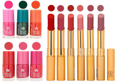 

Aroma Care Perfect Combo of Nail Polish and Rythm Lipstick Popular Shades in Wholesale Rate 2332017130(Set of 12)