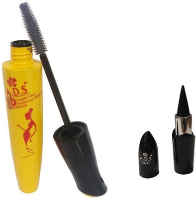 

ADS Waterproof Mascara / PhotoGenic Ultimate Black Kajal(Set of 2)