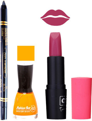 

Fashion Bar Nail Polish , OTG Lipstick , Black Kajal Combo 43(Set of 3)