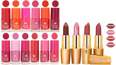 Aroma Care Lot of 12-piece Surprise Nail Polish Set and Rythm Lipsticks Combo 12(Set of 16)
