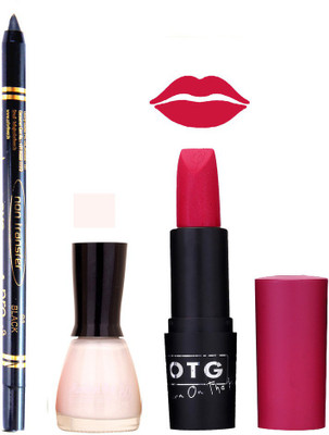 

Fashion Bar Nail Polish , OTG Lipstick , Black Kajal Combo 128(Set of 3)