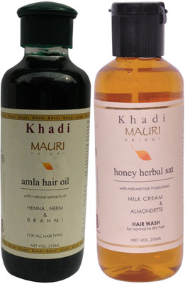 

Khadi Mauri Amla Hair Oil & Honey Herbal Shampoo Combo Pack of 2 Ayurvedic Natural 210 ml each(Set of 2)