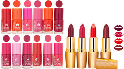 

Aroma Care Gel Nail Polish Set Quick Dry, Long Lasting and Creamy Matte Lipstick Combo 1216(Set of 16)