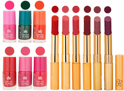 

Aroma Care Perfect Combo of Nail Polish and Rythm Lipstick Popular Shades in Wholesale Rate 2332017050(Set of 12)
