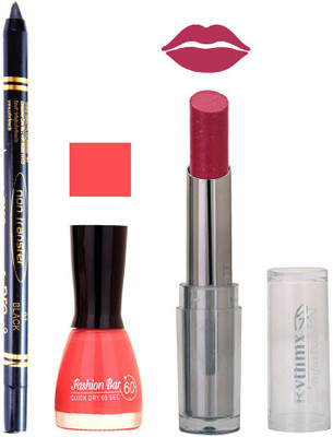 

Rythmx Lipstick , Nail Polish And Stay On Black Kajal Makeup Combo 1076(Set of 3)