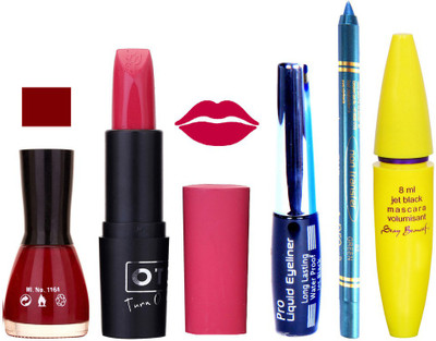 

Rythmx Lipstick, Nail Polish, Eyeliner,Turqoise Blue Kajal Makeup Combo Kit 1263(Set of 5)