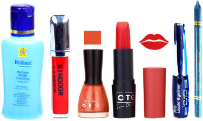 

Rythmx Remover, OTG Lipstick, Sindoor, Nail Polish,EyeLiner, Remover,Turqoise Blue Kajal, Makeup kit Combo 10044(Set of 6)