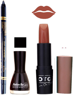 

Fashion Bar Nail Polish , OTG Lipstick , Black Kajal Combo 31(Set of 3)