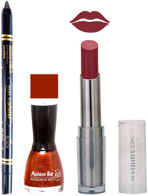 

Rythmx Lipstick , Nail Polish And Stay On Black Kajal Makeup Combo 1042(Set of 3)