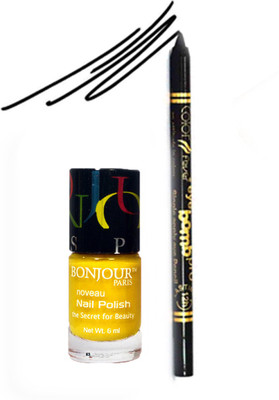 

Bonjour Paris Color Fever 919 Black Pro Kajal+Yellow Nail Polish(Set of 2)