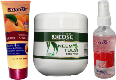 

Jocose Face Pack Neem Tulsi & Scrub Fruit Tube & Skin Toner Rose(Set of 3)