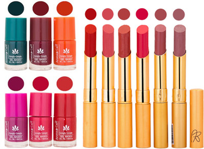 Aroma Care Famous Combo of Nail Polish with Rythm Long Lasting Lipstick Sets 183201771(Set of 12)