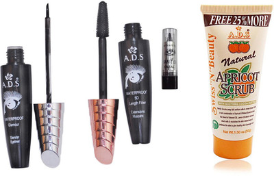 

ADS Eyeliner / Mascara / 50 gm Scrub / Kajal(Set of 4)